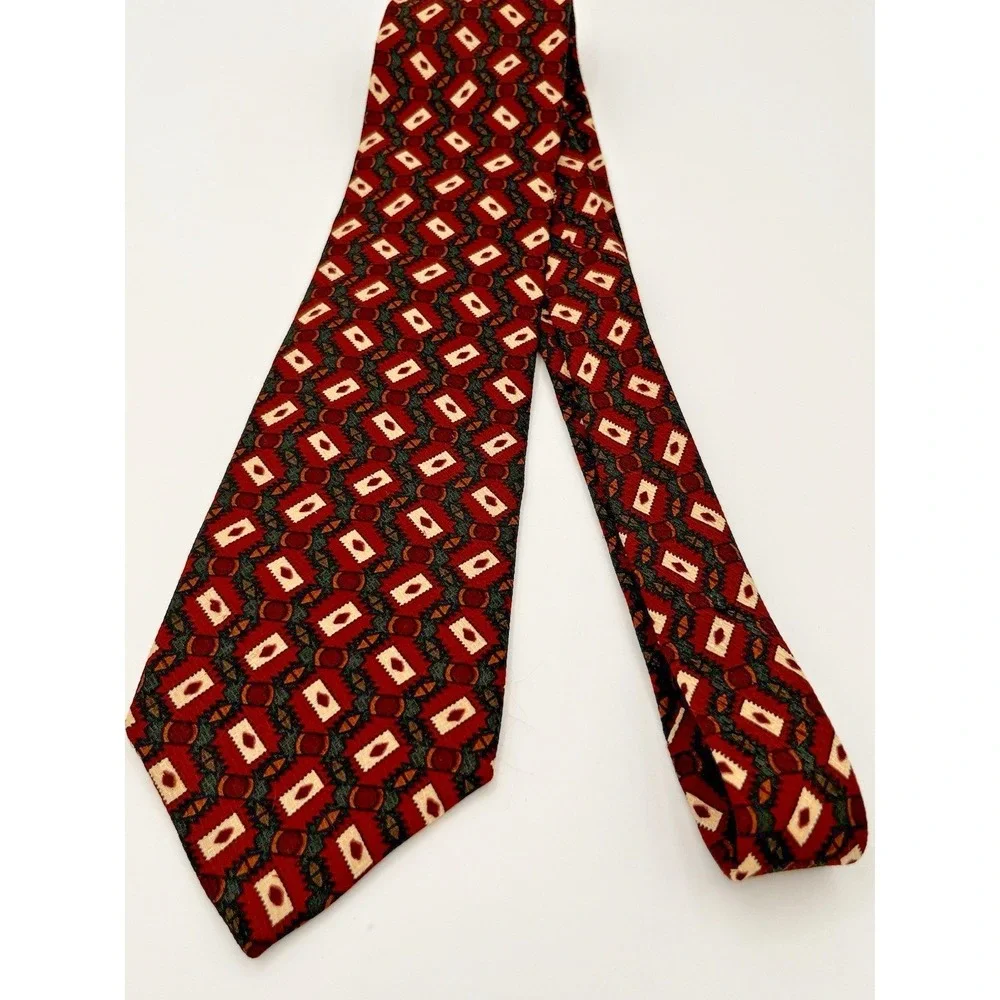 Vintage CHRISTIAN DIOR MONSIEUR Silk Tie Geometric Abstract 3.5